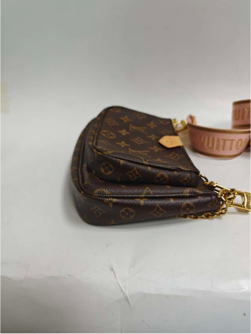 Louis Vuitton Multi Pochette Accessories Pink Strap Monogram EXCELLENT - Picture 7 of 16